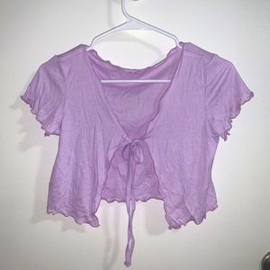 purple tie crop top